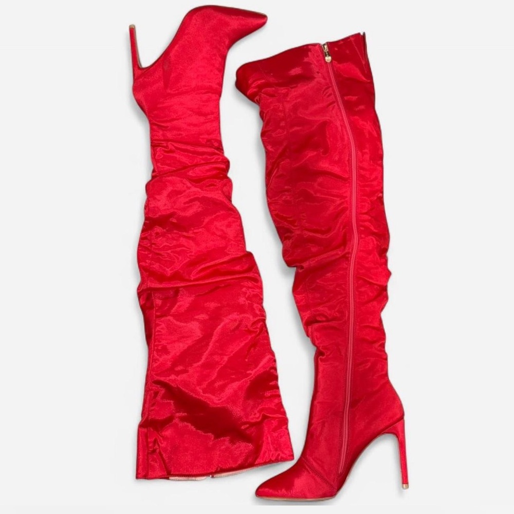Red Over-the-Knee Stiletto Boots
